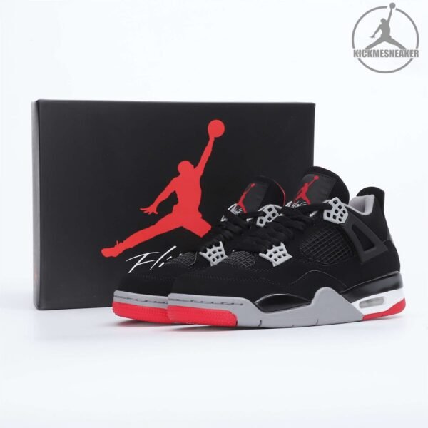 Air Jordan 4 Rertro Bred 2019 black and red bull basketball shoes couple models  SIZE:40-47.5